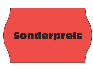 Etiketten für METO Handauszeichner, 26x16mm, Leuchtrot, Sonderpreis / 6 Rollen á 1.200 Stück