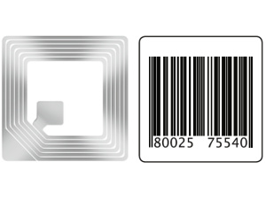 RF Etiketten 410 weiss Dummy Barcode 40x40mm / Rolle 500 Stk.