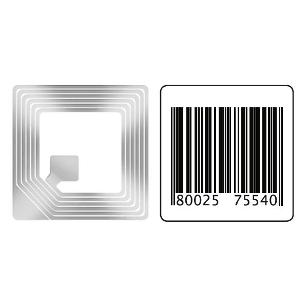 RF Etiketten 410 weiss Dummy Barcode 40x40mm / Rolle 500 Stk.