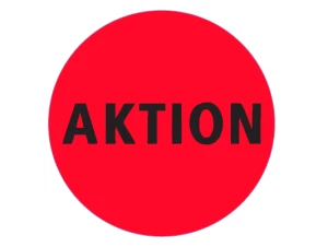 Etiketten 50mm rund leuchtrot "AKTION" / 1 Rolle á 1000 Etiketten