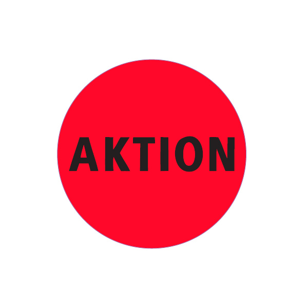 Etiketten 50mm rund leuchtrot "AKTION" / 1 Rolle á 1000 Etiketten