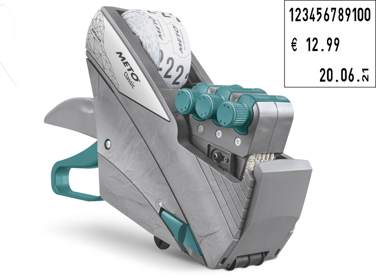 Meto Classic XL 3329, Preisauszeichner, u.a. MHD/Datum und Artikelnummer